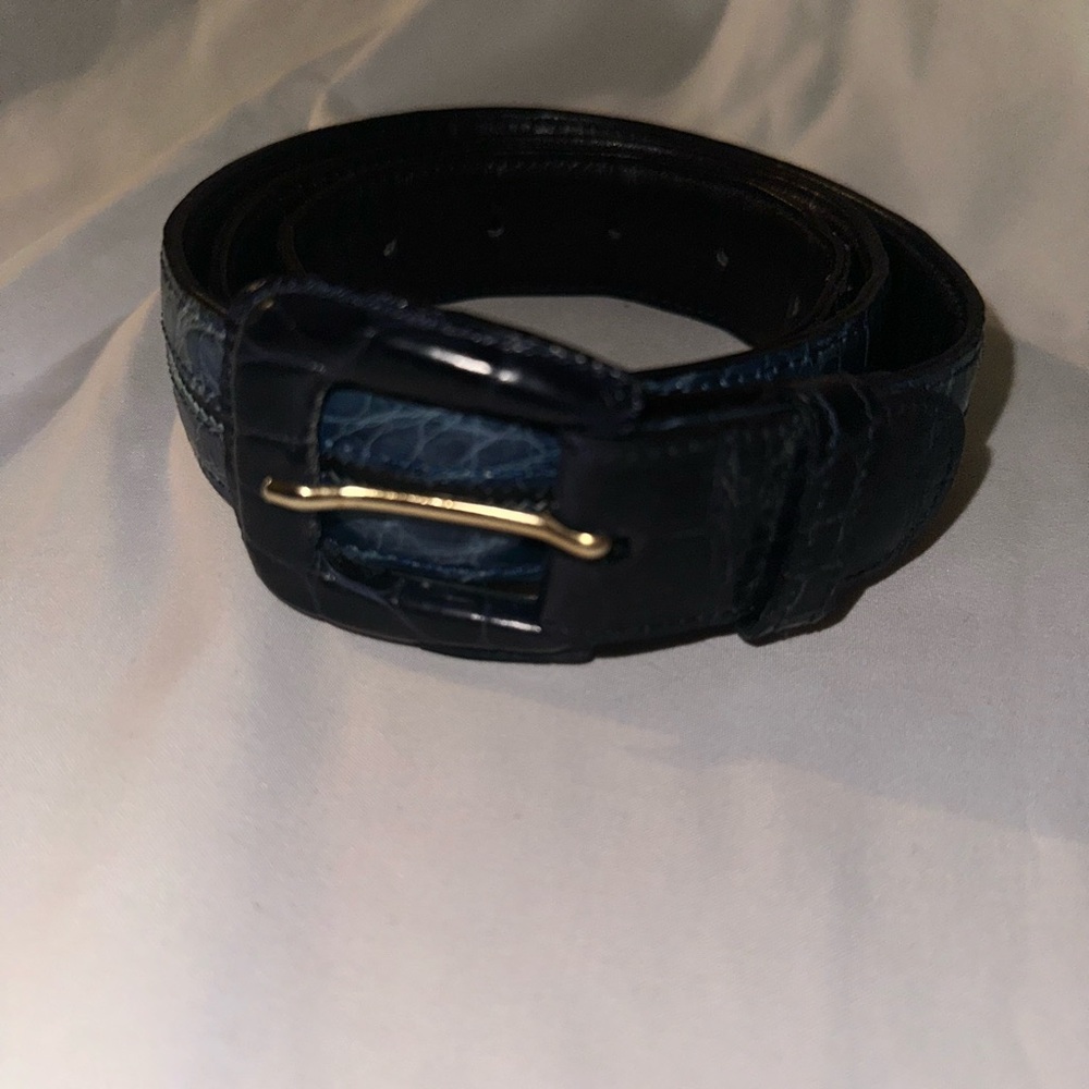 Vintage Matteo & Massim Men's Blue Genuine Crocodile Shoes size 10 with belt 40 - Picture 14 of 15